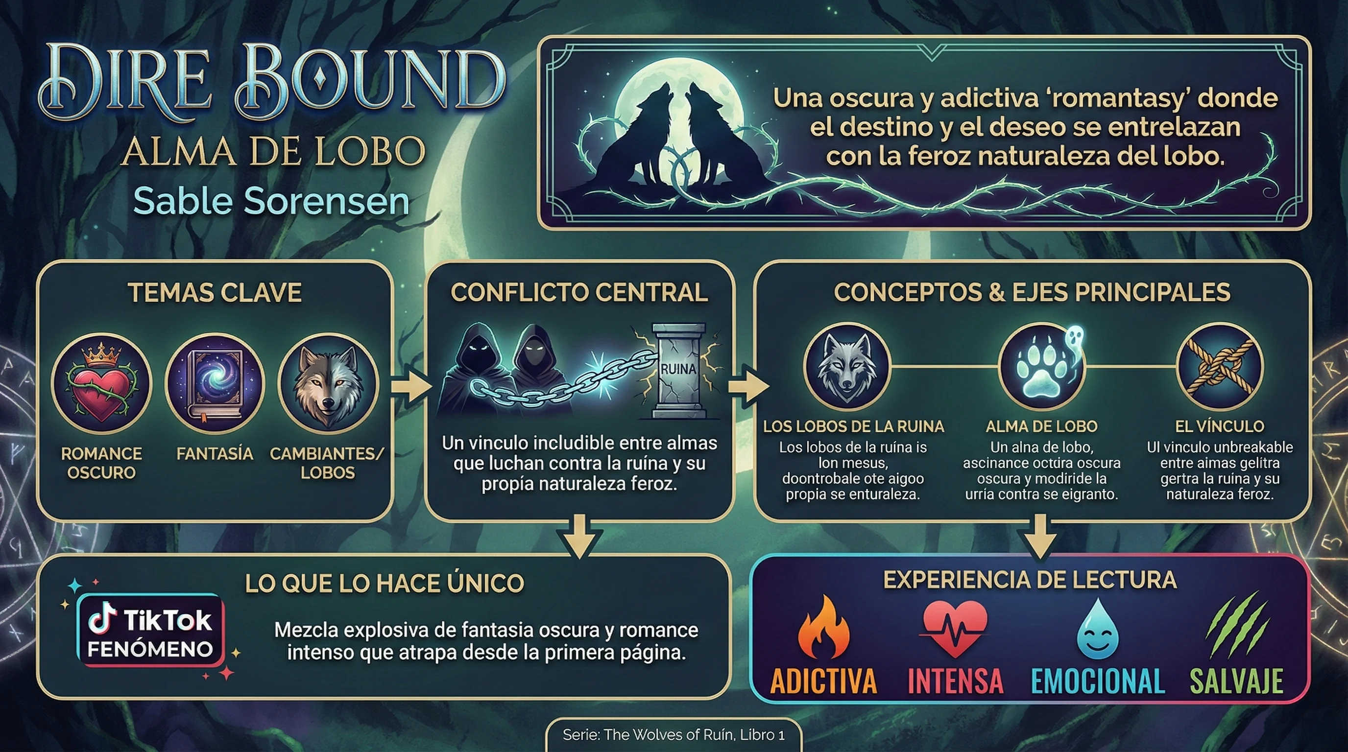 Infografía de Dire Bound - Alma de lobo