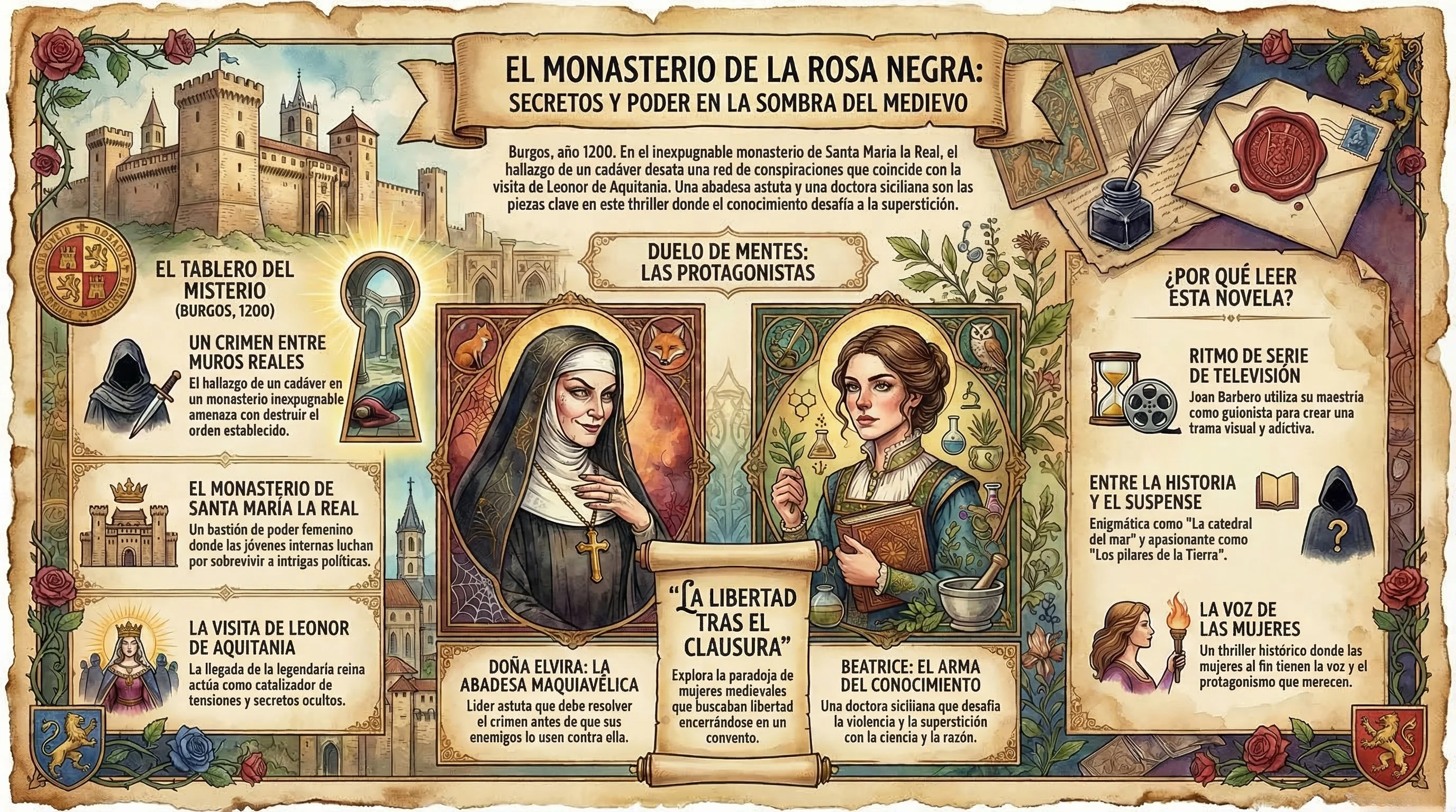 Infografía de El Monasterio de la Rosa Negra