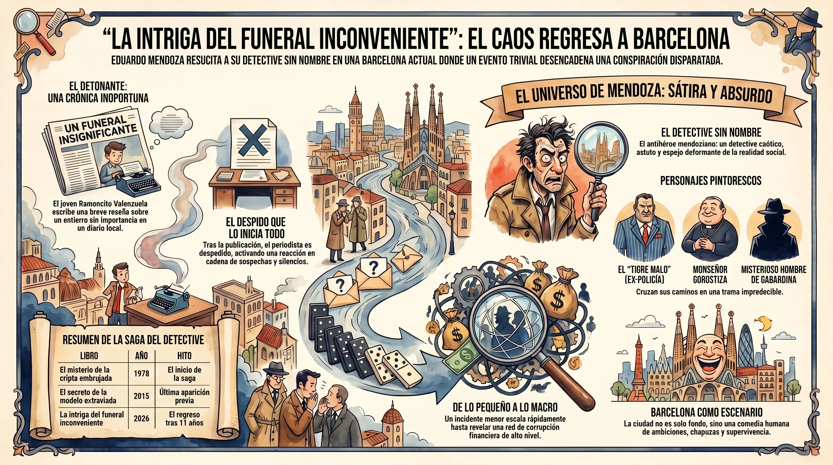 Infografía de La Intriga del Funeral Inconveniente