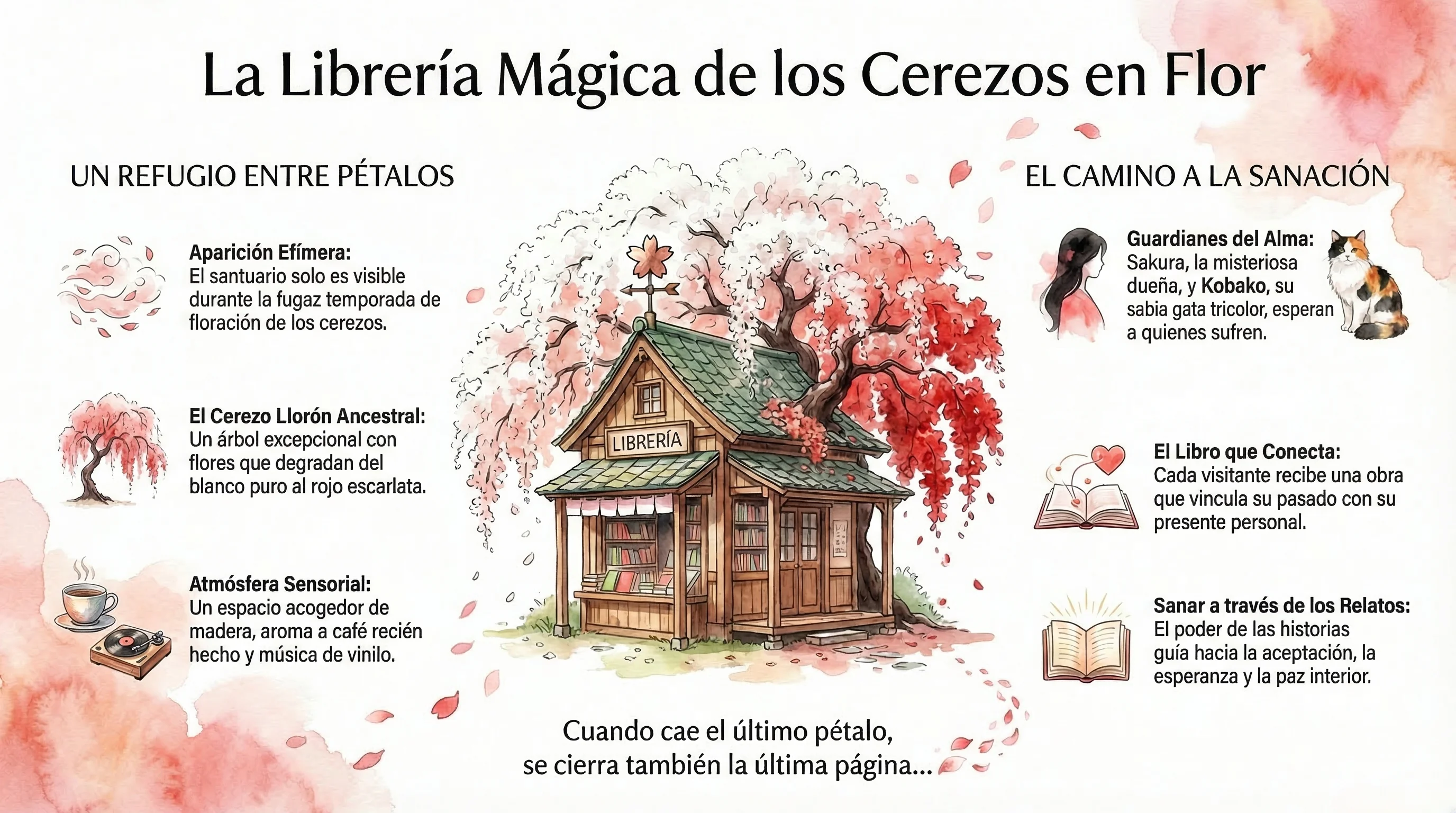 Infografía de La Librería Mágica de los Cerezos en Flor
